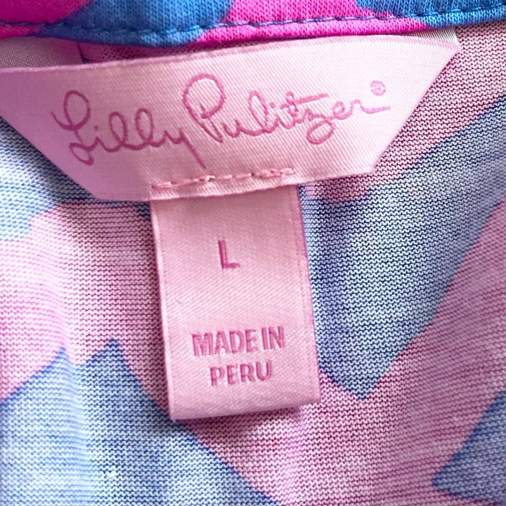LILLY PULITZER Lula Ruffle Sleeve Top Size Large Preppy Pretty Casual Feminine - Picture 3 of 7